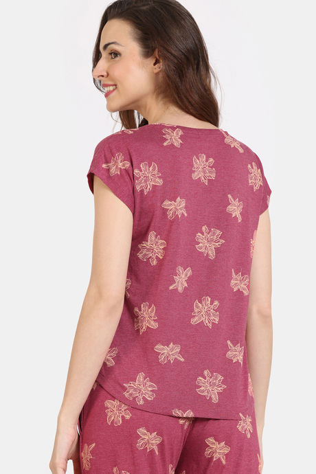 Zivame Floral Fancy Knit Cotton Tops - Cherries Jublie — image 4